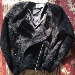 BB Dakota Black Sequin Biker Blazer